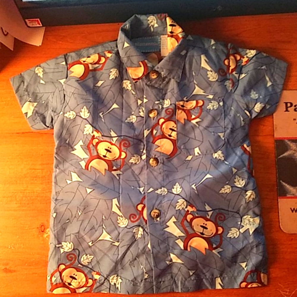 Ellemenno Boy's Monkey Graphic Shirt